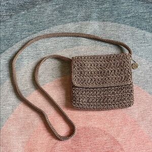 The Sak Elegant Brown Crochet Crossbody Bag